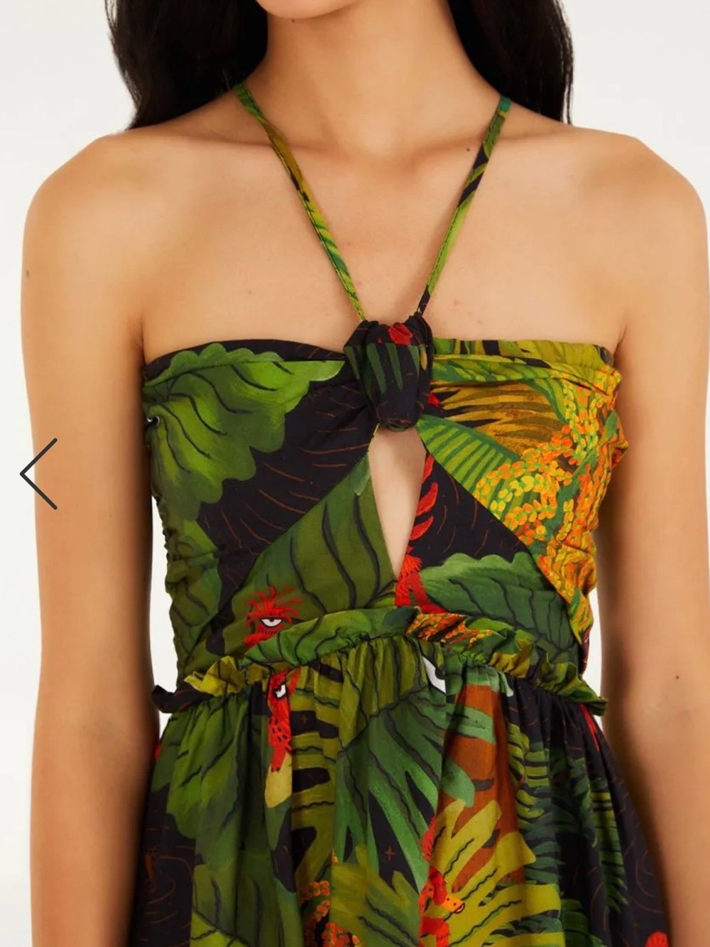 FARM Rio Tropical Backless Maxi Dress - Black, Green & Orange - Picture 2 of 3